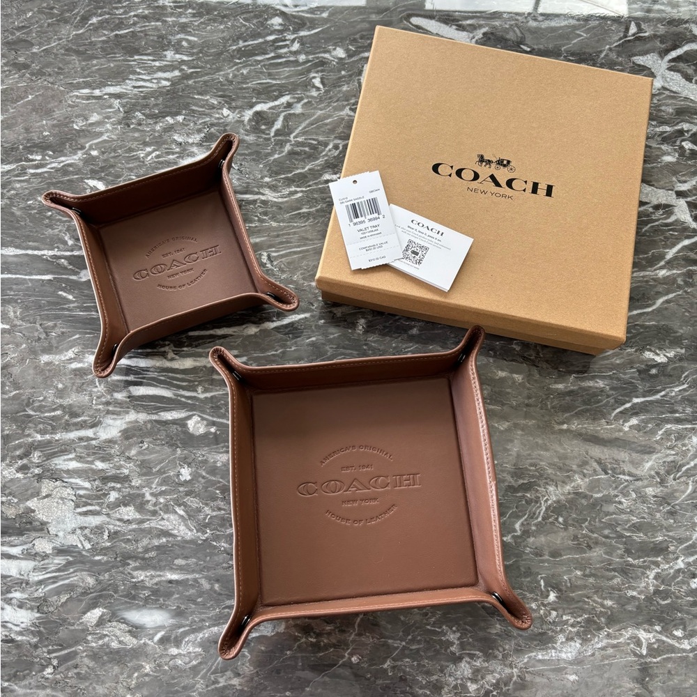 Coach Tan Leather Organizer Tray Set